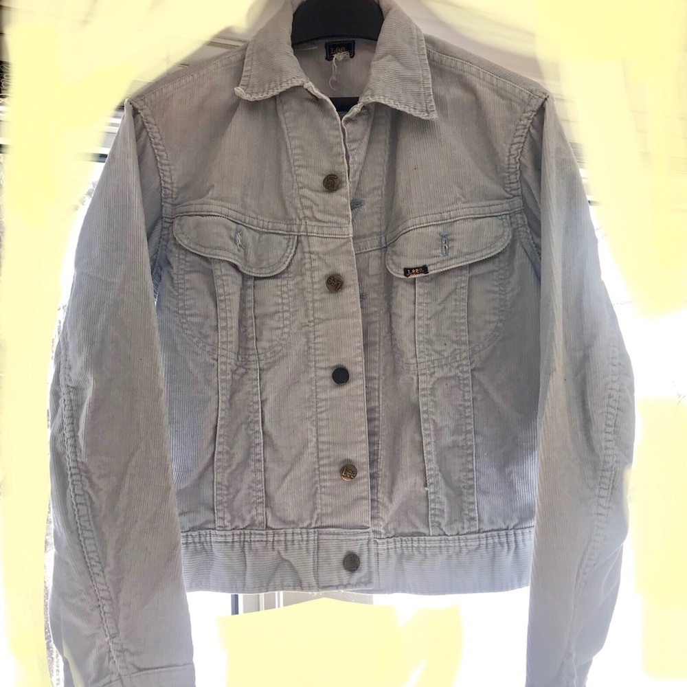 Vintage small Lee light blue corduroy jacket. Made in Belgium.